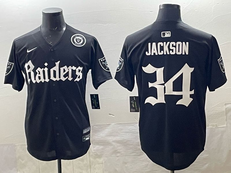 Men 2025 Oakland Raiders #34 Jackson black 6th generation Joint Name Nike Limited NFL Jersey style 011